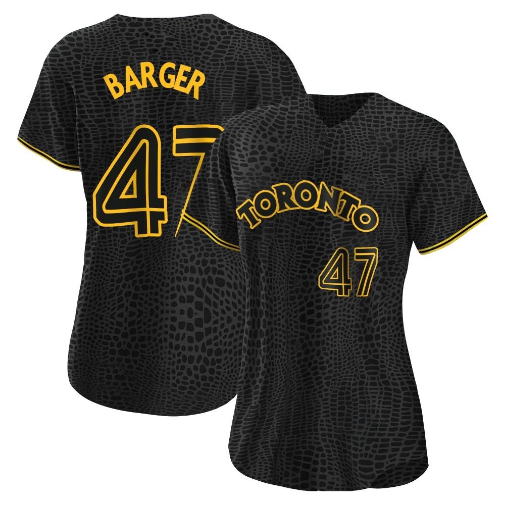 Women's Authentic Toronto Blue Jays Addison Barger Snake Skin City Jersey - Black Women's Authentic Toronto Blue Jays Addison Barger Snake Skin City Jersey - Black