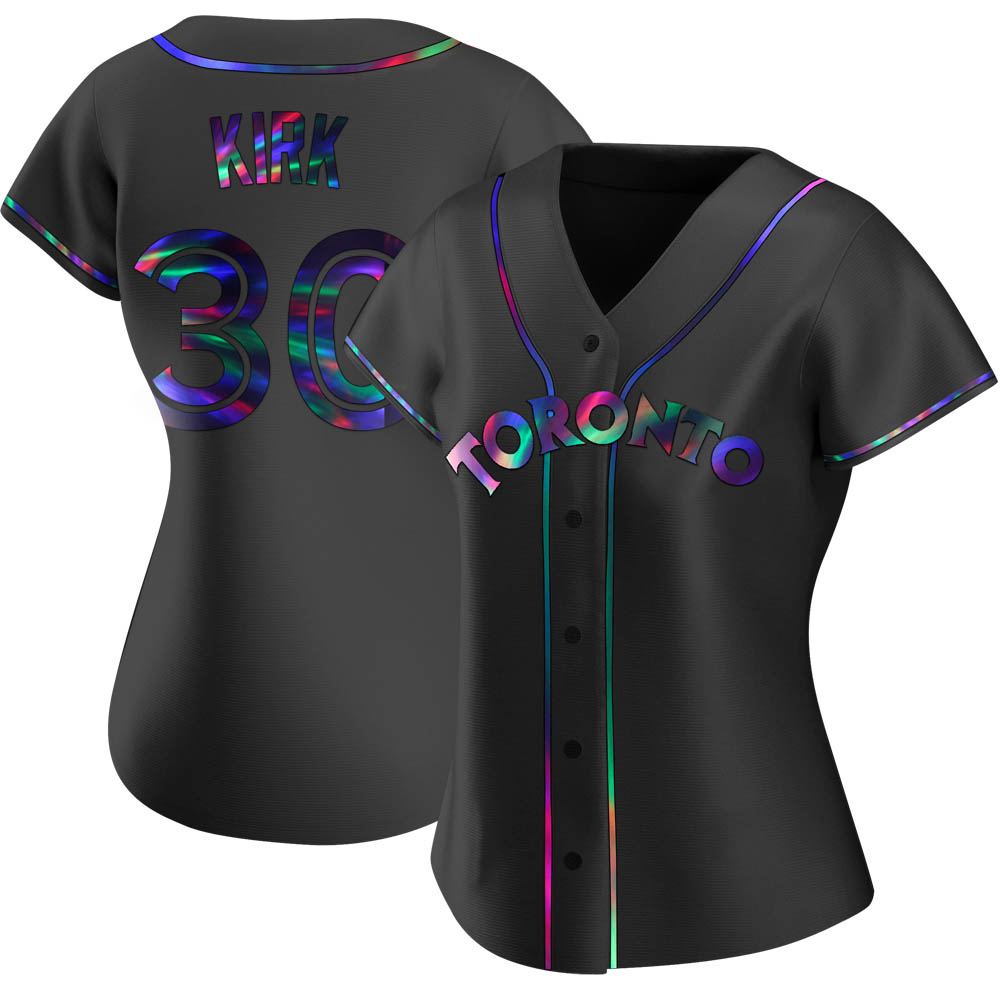 Women's Replica Toronto Blue Jays Alejandro Kirk Alternate Jersey - Black Holographic Women's Replica Toronto Blue Jays Alejandro Kirk Alternate Jersey - Black Holographic