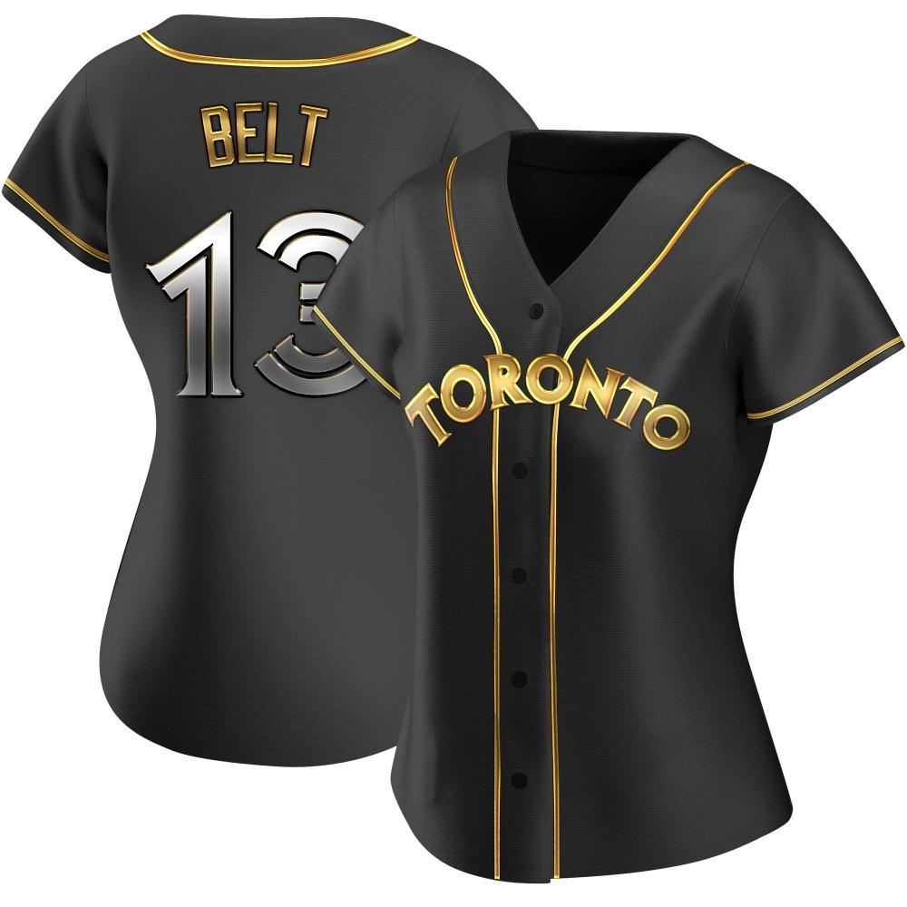 Women's Replica Toronto Blue Jays Brandon Belt Alternate Jersey - Black Golden Women's Replica Toronto Blue Jays Brandon Belt Alternate Jersey - Black Golden