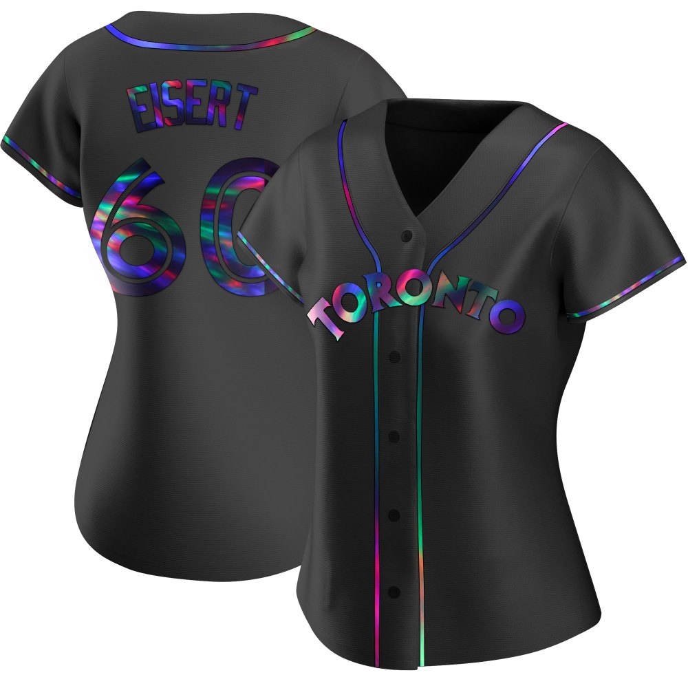 Women's Replica Toronto Blue Jays Brandon Eisert Alternate Jersey - Black Holographic Women's Replica Toronto Blue Jays Brandon Eisert Alternate Jersey - Black Holographic