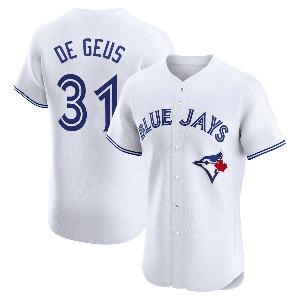 Elite Toronto Blue Jays Brett de Geus Home Jersey - White Elite Toronto Blue Jays Brett de Geus Home Jersey - White