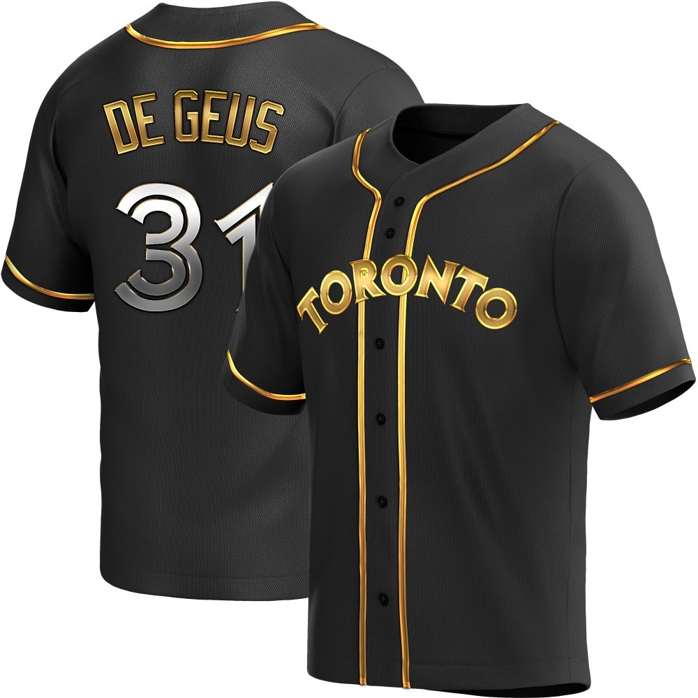 Replica Toronto Blue Jays Brett de Geus Alternate Jersey - Black Golden Replica Toronto Blue Jays Brett de Geus Alternate Jersey - Black Golden