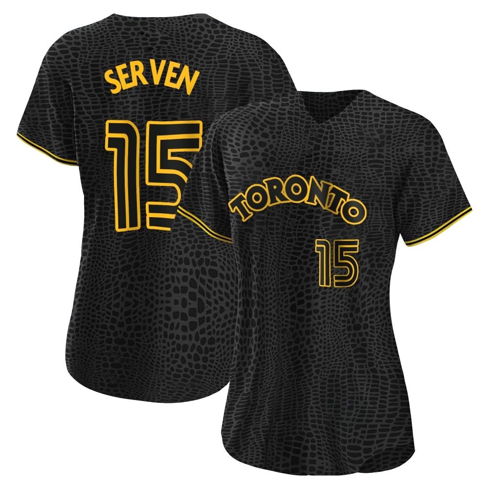 Women's Authentic Toronto Blue Jays Brian Serven Snake Skin City Jersey - Black Women's Authentic Toronto Blue Jays Brian Serven Snake Skin City Jersey - Black