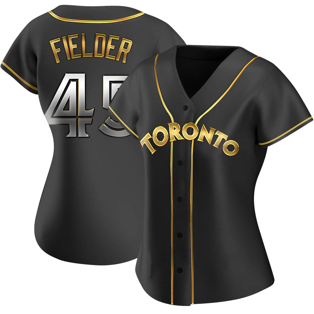 Women's Replica Toronto Blue Jays Cecil Fielder Alternate Jersey - Black Golden Women's Replica Toronto Blue Jays Cecil Fielder Alternate Jersey - Black Golden