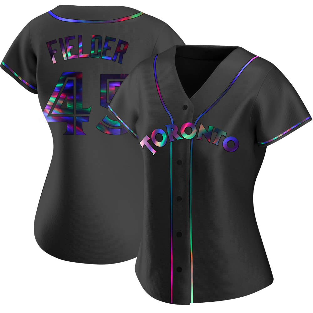 Women's Replica Toronto Blue Jays Cecil Fielder Alternate Jersey - Black Holographic Women's Replica Toronto Blue Jays Cecil Fielder Alternate Jersey - Black Holographic
