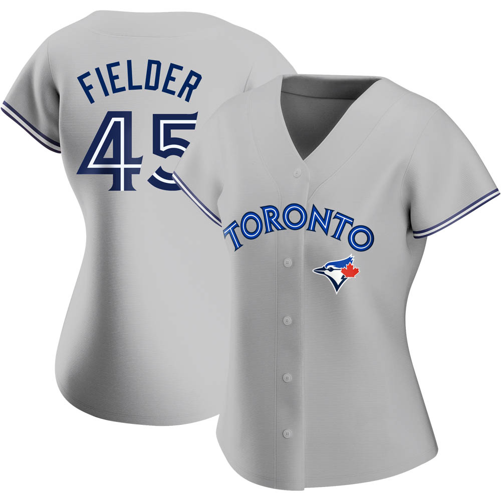 Women's Replica Toronto Blue Jays Cecil Fielder Road Jersey - Gray Women's Replica Toronto Blue Jays Cecil Fielder Road Jersey - Gray