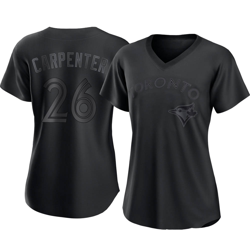 Women's Authentic Toronto Blue Jays Chris Carpenter Pitch Fashion Jersey - Black Women's Authentic Toronto Blue Jays Chris Carpenter Pitch Fashion Jersey - Black