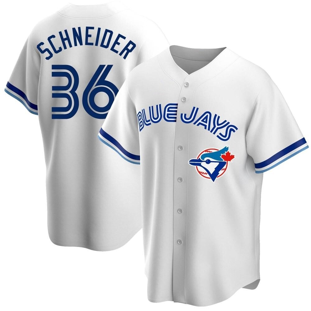 Replica Toronto Blue Jays Davis Schneider Home Cooperstown Collection Jersey - White Replica Toronto Blue Jays Davis Schneider Home Cooperstown Collection Jersey - White