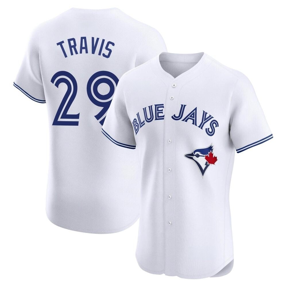 Elite Toronto Blue Jays Devon Travis Home Jersey - White Elite Toronto Blue Jays Devon Travis Home Jersey - White
