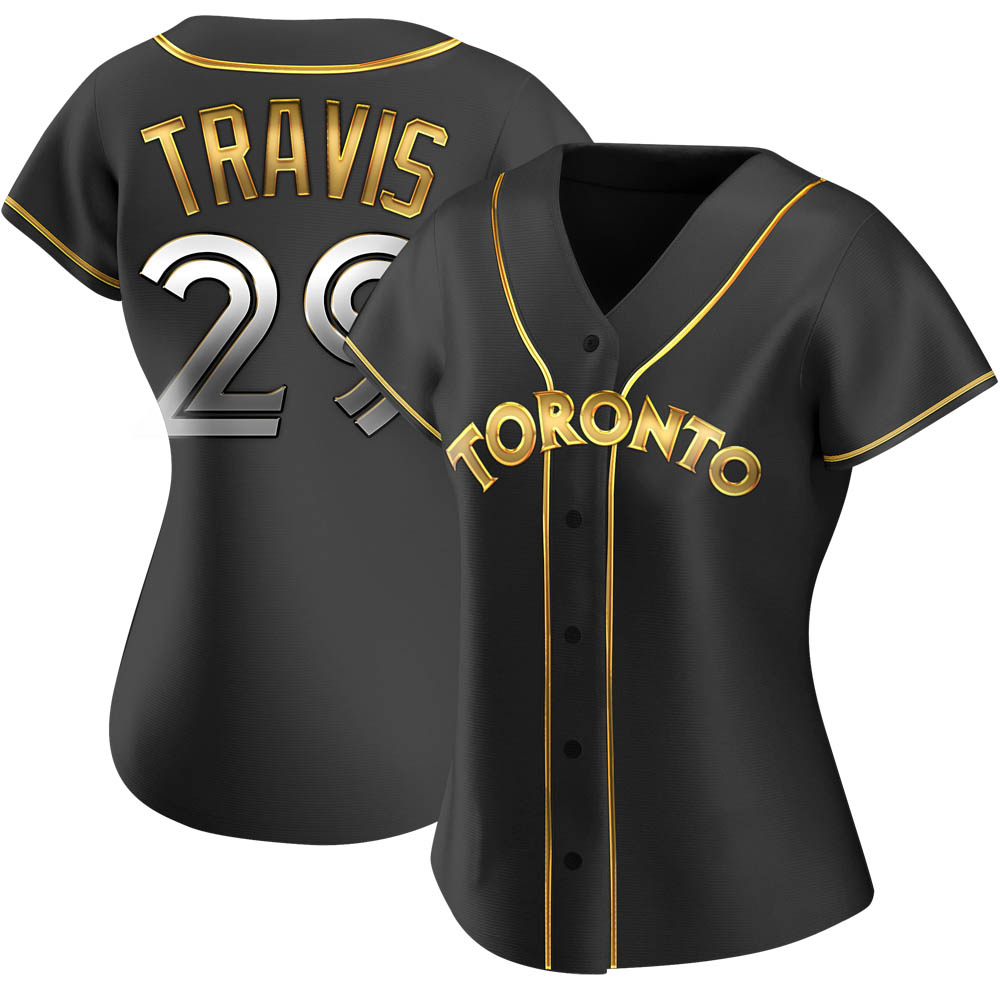 Women's Replica Toronto Blue Jays Devon Travis Alternate Jersey - Black Golden Women's Replica Toronto Blue Jays Devon Travis Alternate Jersey - Black Golden