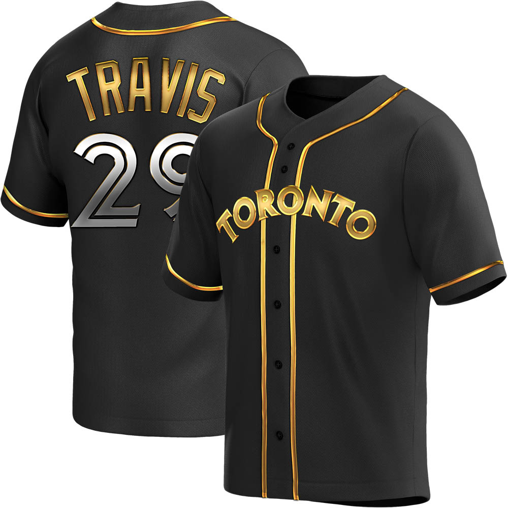 Youth Replica Toronto Blue Jays Devon Travis Alternate Jersey - Black Golden Youth Replica Toronto Blue Jays Devon Travis Alternate Jersey - Black Golden