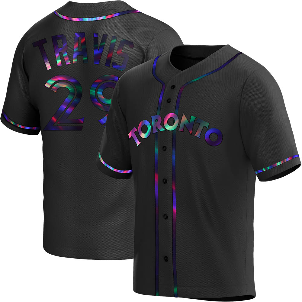 Youth Replica Toronto Blue Jays Devon Travis Alternate Jersey - Black Holographic Youth Replica Toronto Blue Jays Devon Travis Alternate Jersey - Black Holographic