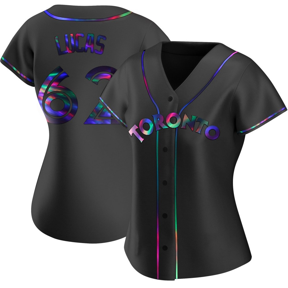 Women's Replica Toronto Blue Jays Easton Lucas Alternate Jersey - Black Holographic Women's Replica Toronto Blue Jays Easton Lucas Alternate Jersey - Black Holographic