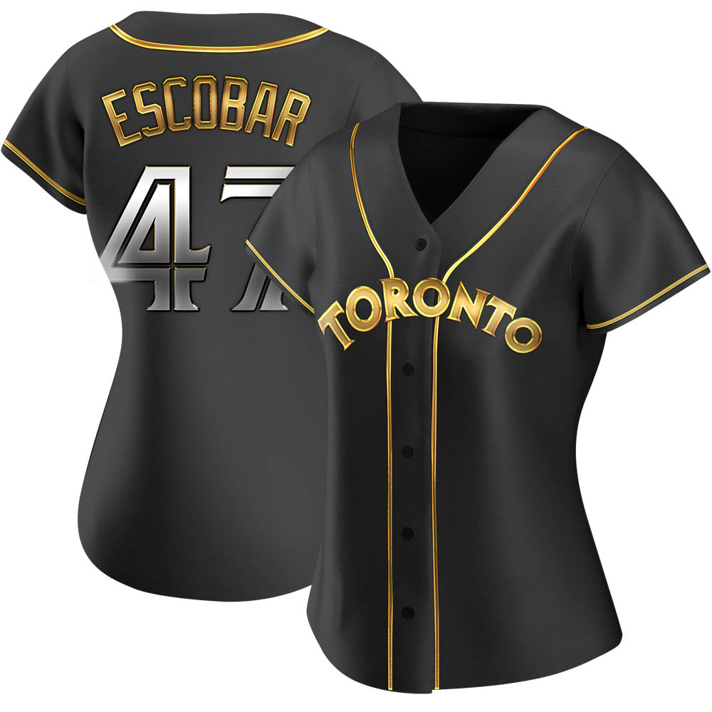 Women's Replica Toronto Blue Jays Kelvim Escobar Alternate Jersey - Black Golden Women's Replica Toronto Blue Jays Kelvim Escobar Alternate Jersey - Black Golden