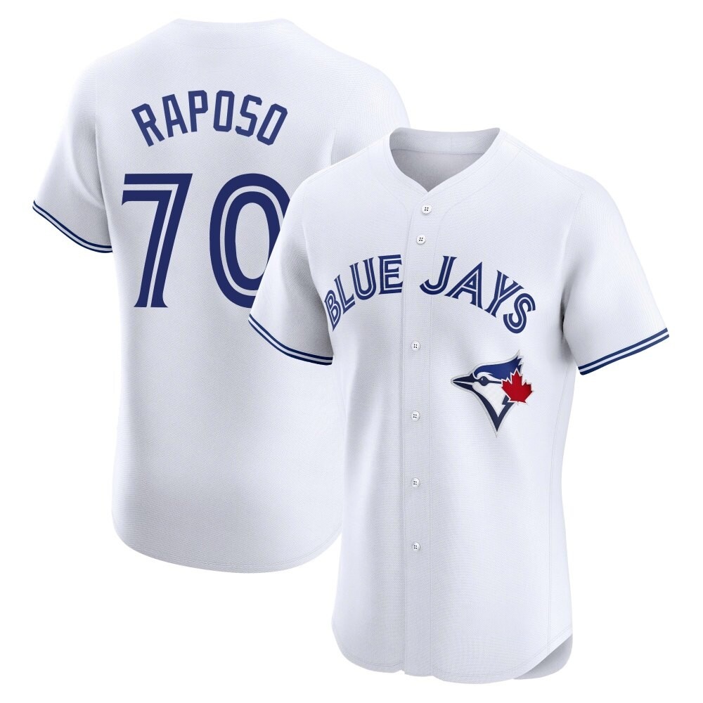 Elite Toronto Blue Jays Nicholas Raposo Home Jersey - White Elite Toronto Blue Jays Nicholas Raposo Home Jersey - White