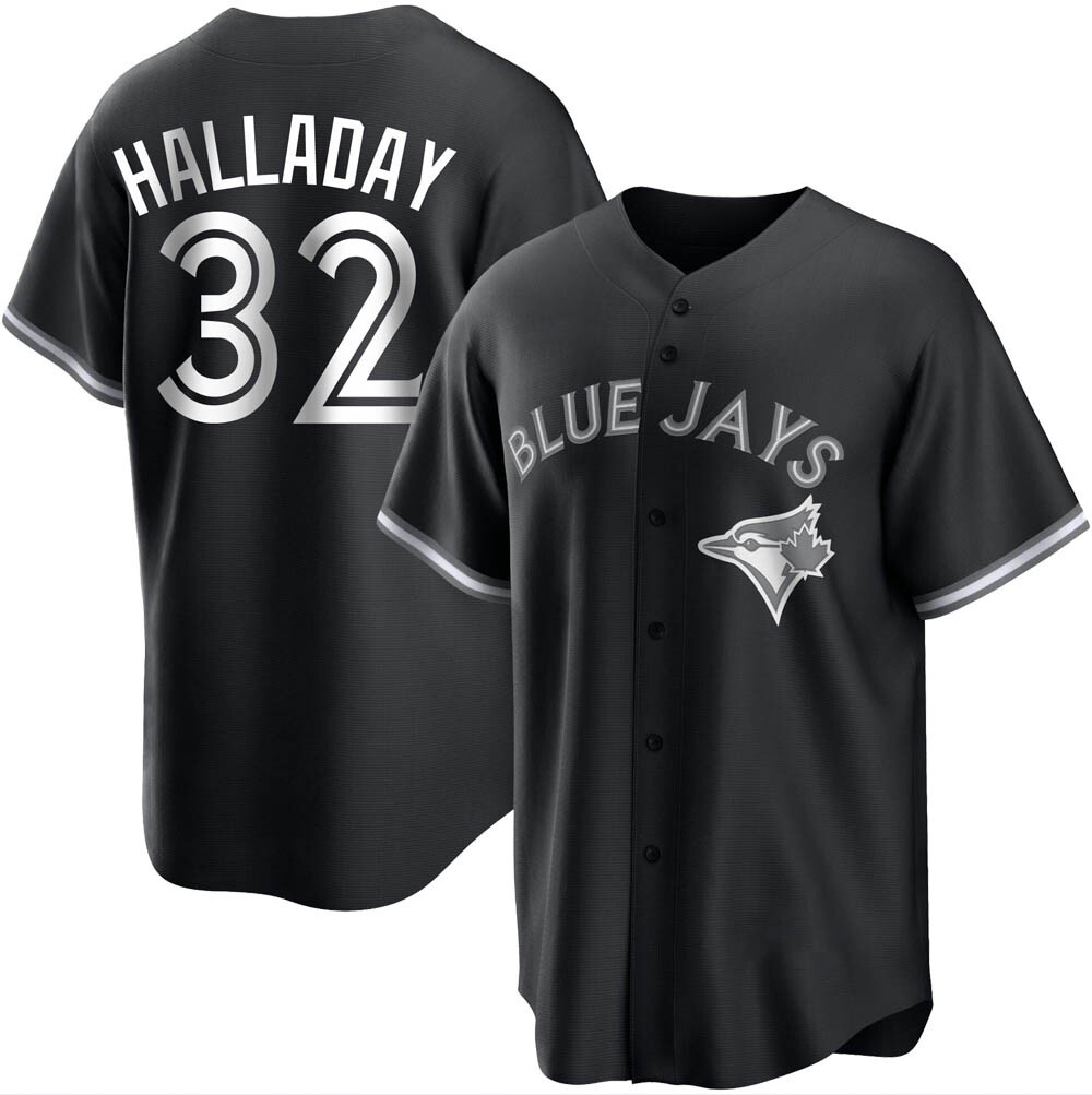 Replica Toronto Blue Jays Roy Halladay Black/ Jersey - White Replica Toronto Blue Jays Roy Halladay Black/ Jersey - White