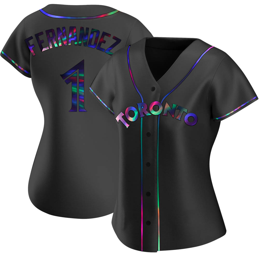 Women's Replica Toronto Blue Jays Tony Fernandez Alternate Jersey - Black Holographic Women's Replica Toronto Blue Jays Tony Fernandez Alternate Jersey - Black Holographic